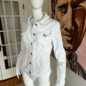 Guess White Denim Jacket with Gold Buttons
